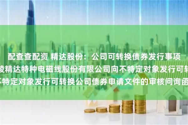 配查查配资 精达股份：公司可转换债券发行事项目前已披露了《关于铜陵精达特种电磁线股份有限公司向不特定对象发行可转换公司债券申请文件的审核问询函的回复》